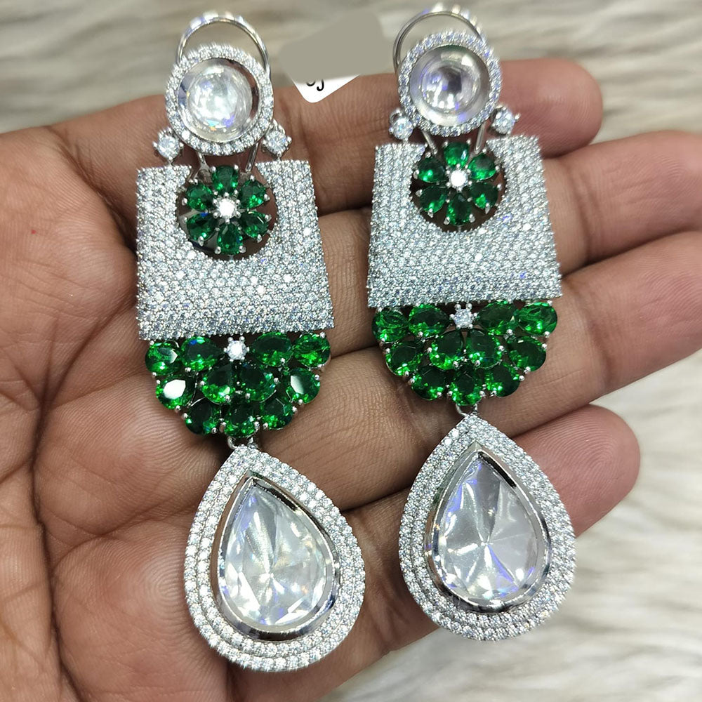 Jain Jewellers Silver Plated American Diamond Dangler Earrings
