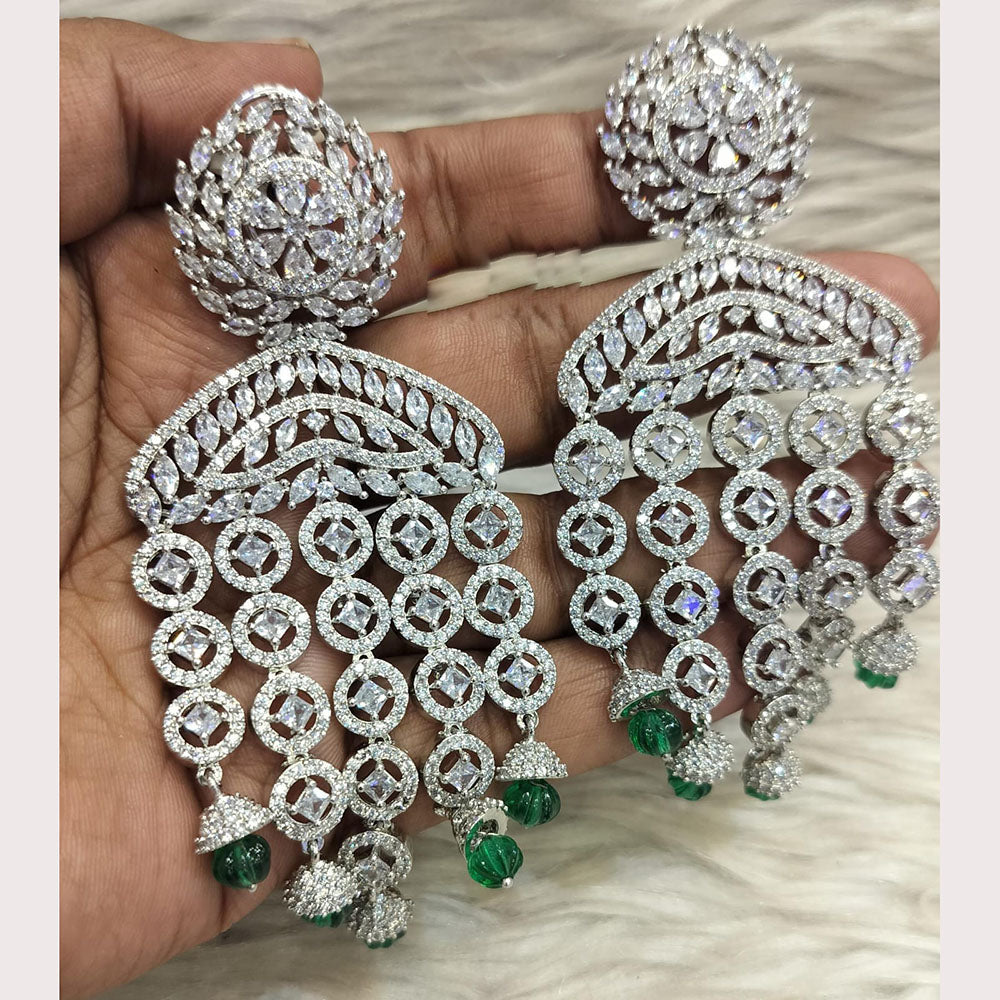 Jain Jewellers Silver Plated American Diamond Dangler Earrings