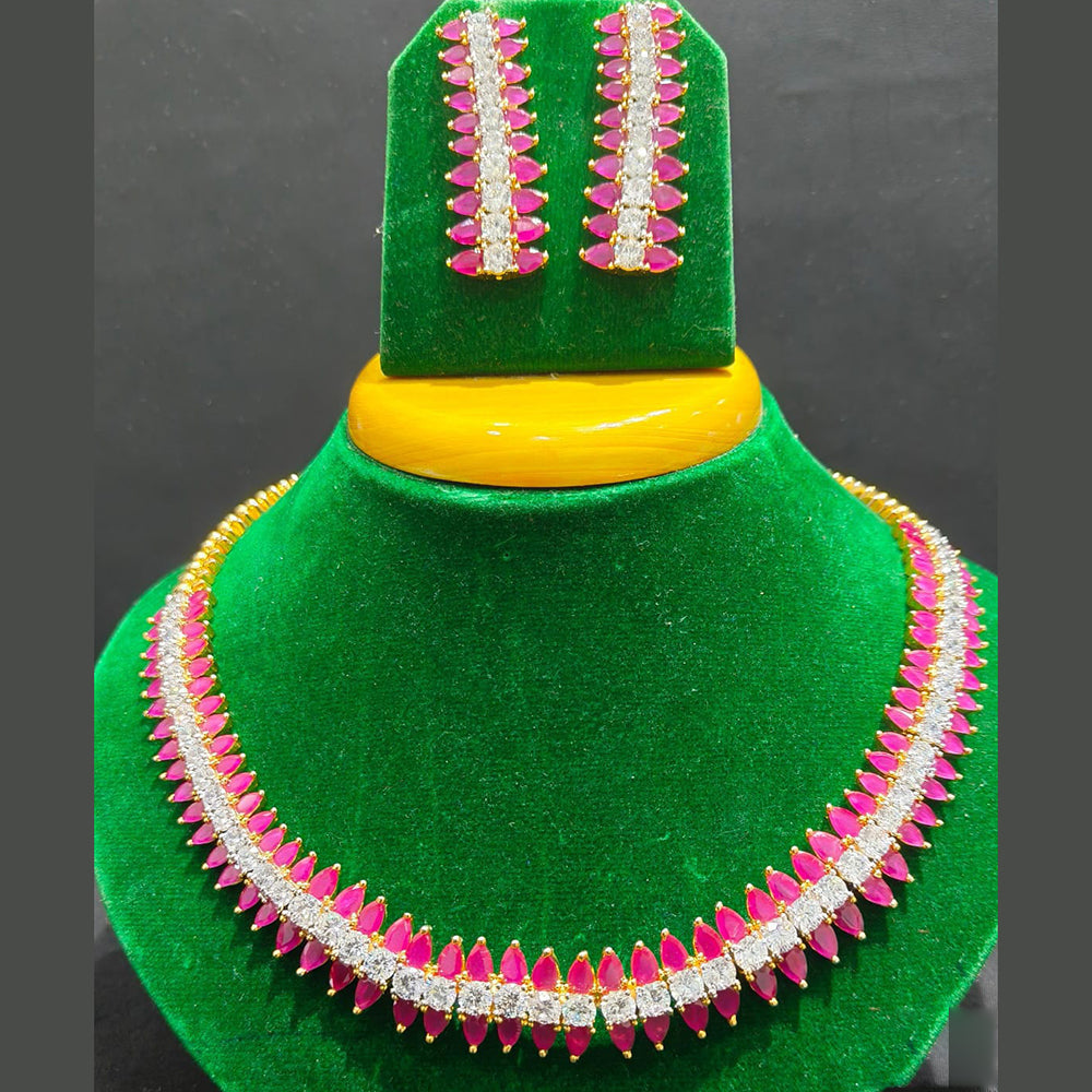 Jain Jewellers Elegant Gold Plated American Diamond Necklace Set