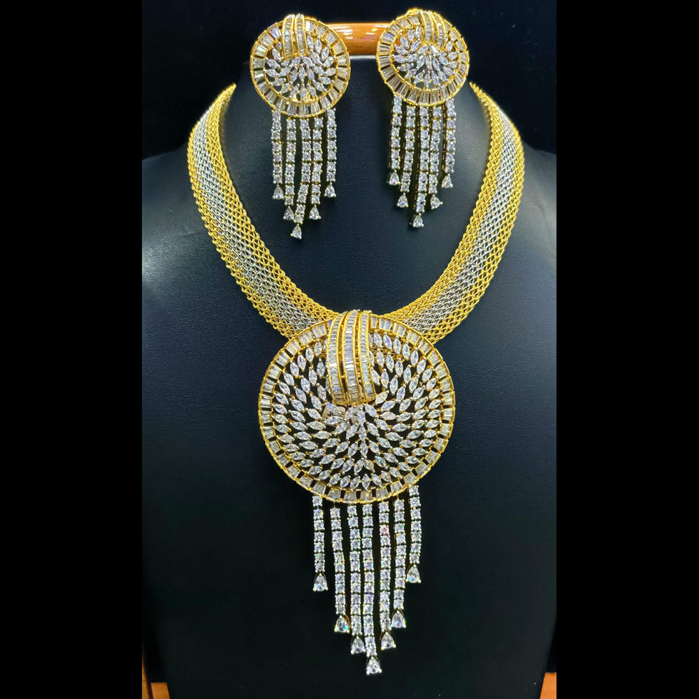 Jain Jewellers AD Necklace Set for Women – 2-Tone Finish