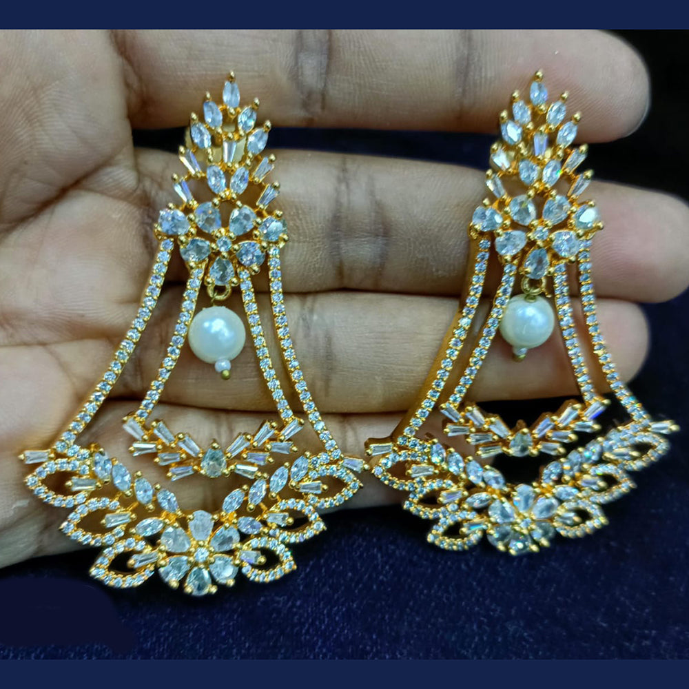 Jain Jewellers Gold Plated Exclusive American Daimonds Bridal & Party Wear Dangler Earrings