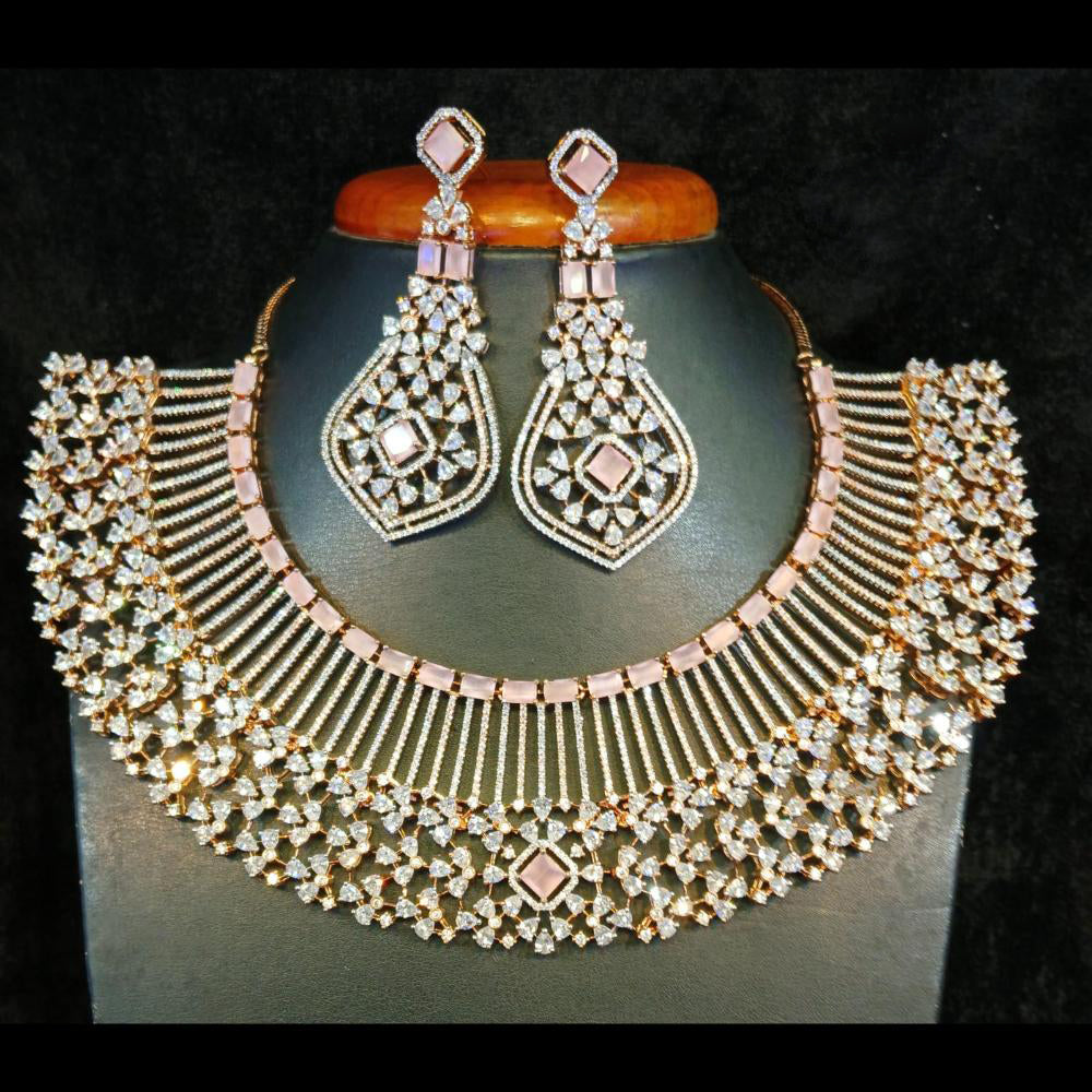 Jain Jewellers Gold Plated Ad Stone Necklace Set