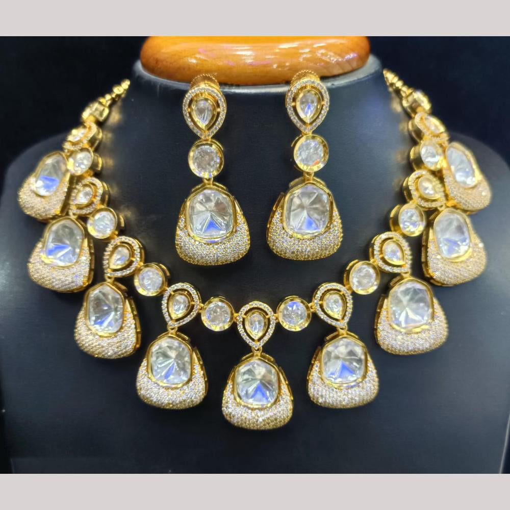 Jain Jewellers Gold Plated Polki Kundan Stone And Beads Long Necklace Set