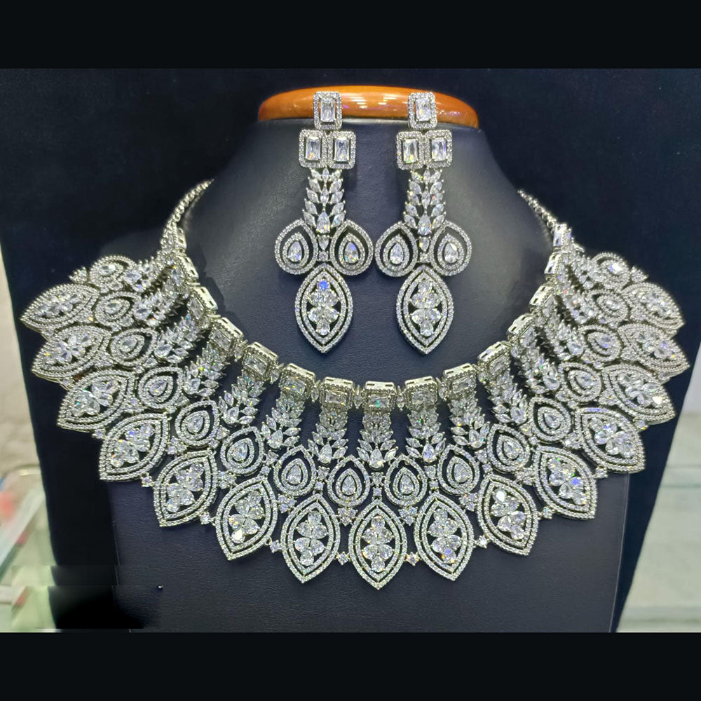 Jain Jewellers Gold Plated American Diamond Choker Necklace Set