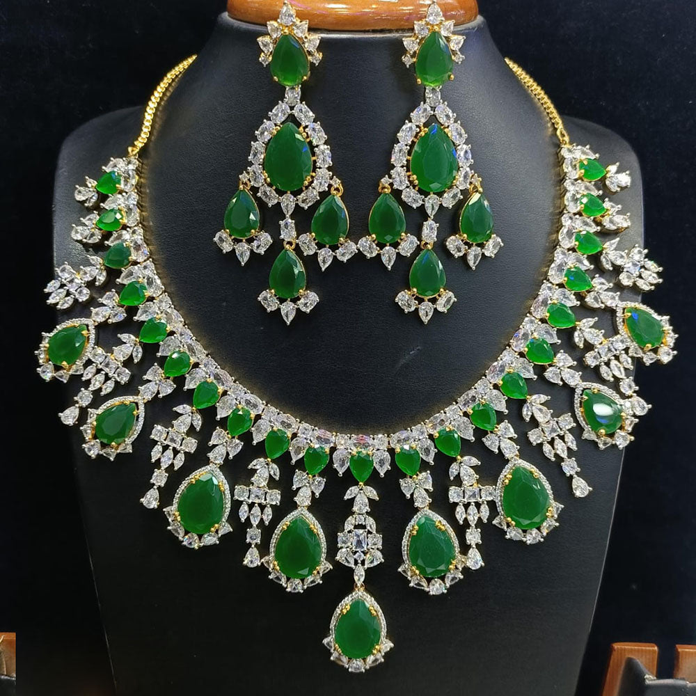 Jain Jewellers Gold Plated American Diamond Necklace Set