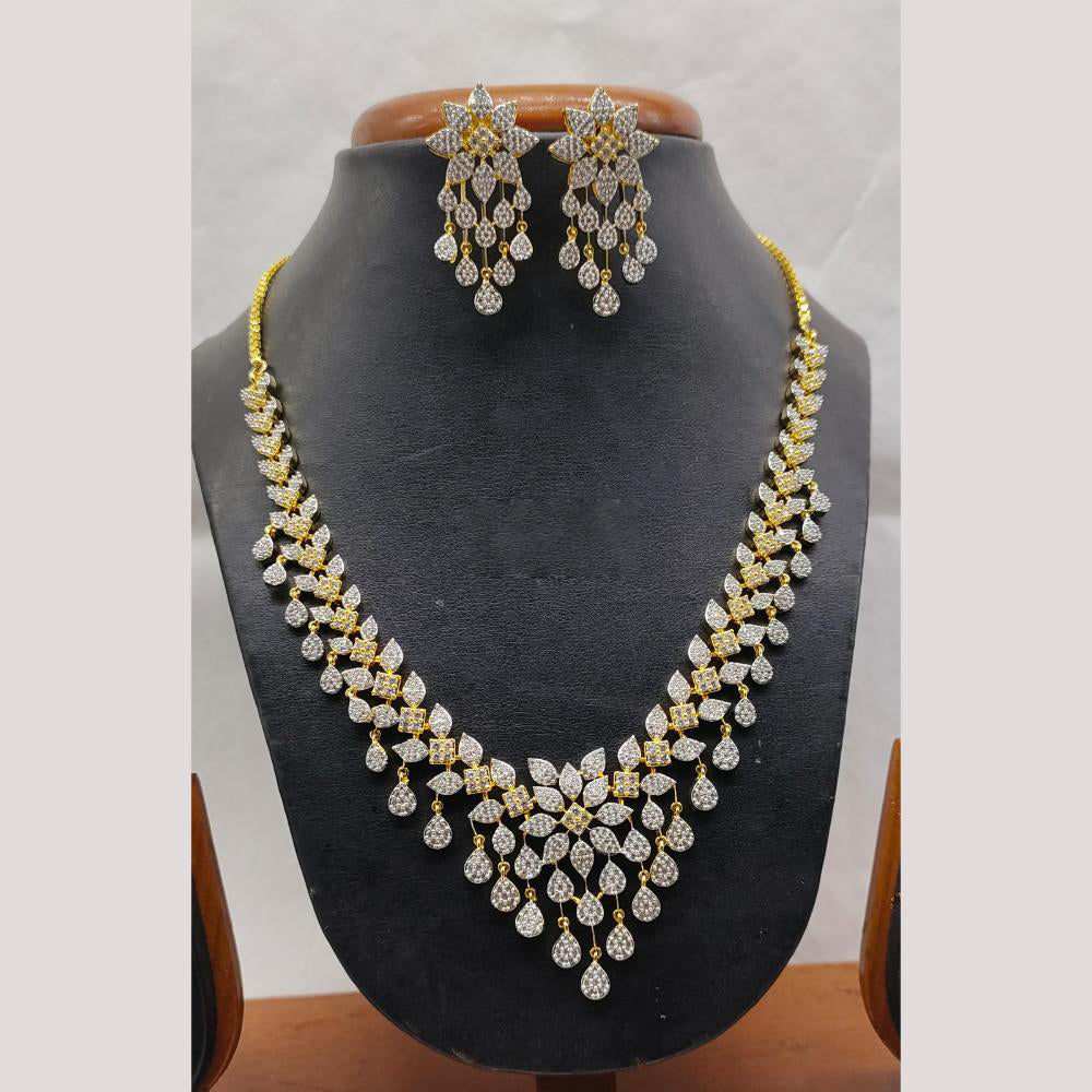 Jain Jewellers Gold Plated American Diamond Necklace Set