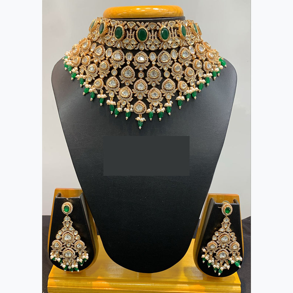 Jain Jewellers Sparkling Kundan and Pearl Traditional Necklace Set with Matching Earrings