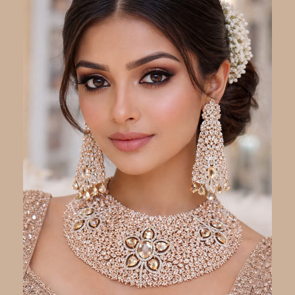 Jain Jewellers Stylish American Diamond Designer Necklace Set