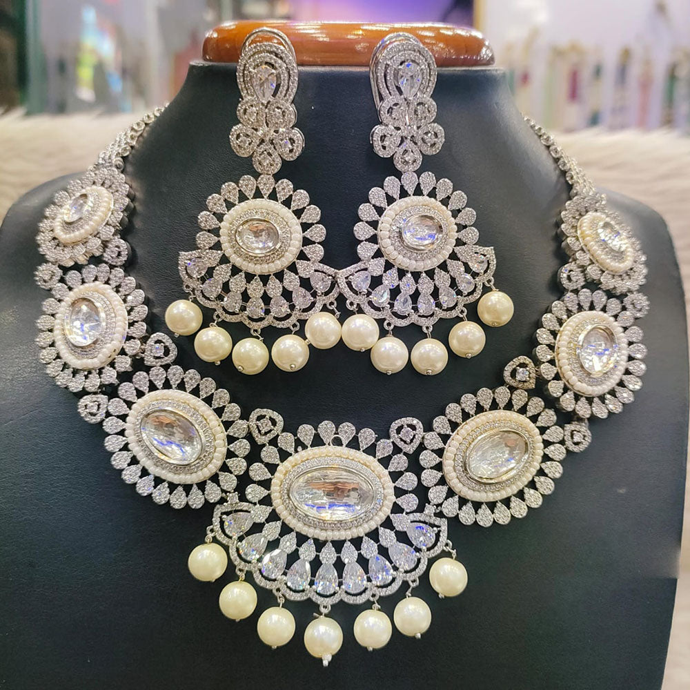 Jain Jewellers Premium American Diamond Designer Necklace Set