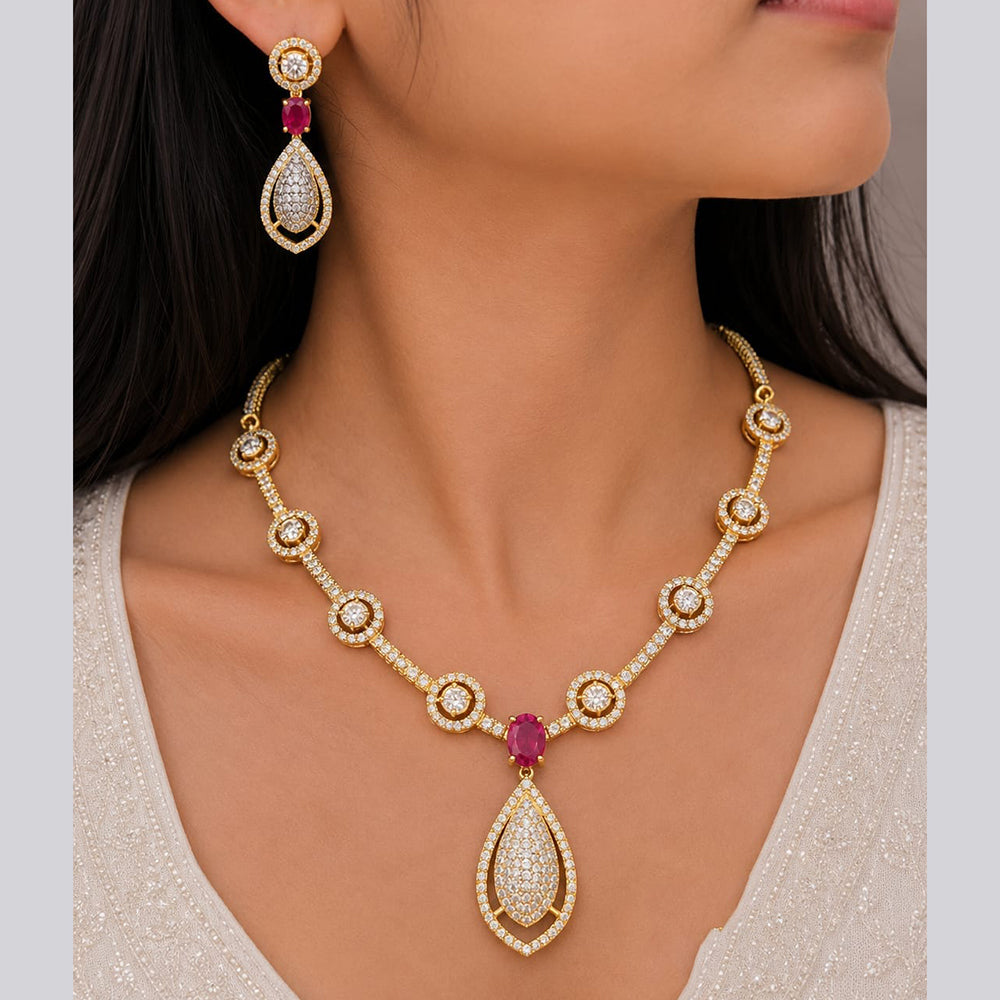 Jain Jewellers Premium American Diamond Designer Necklace Set