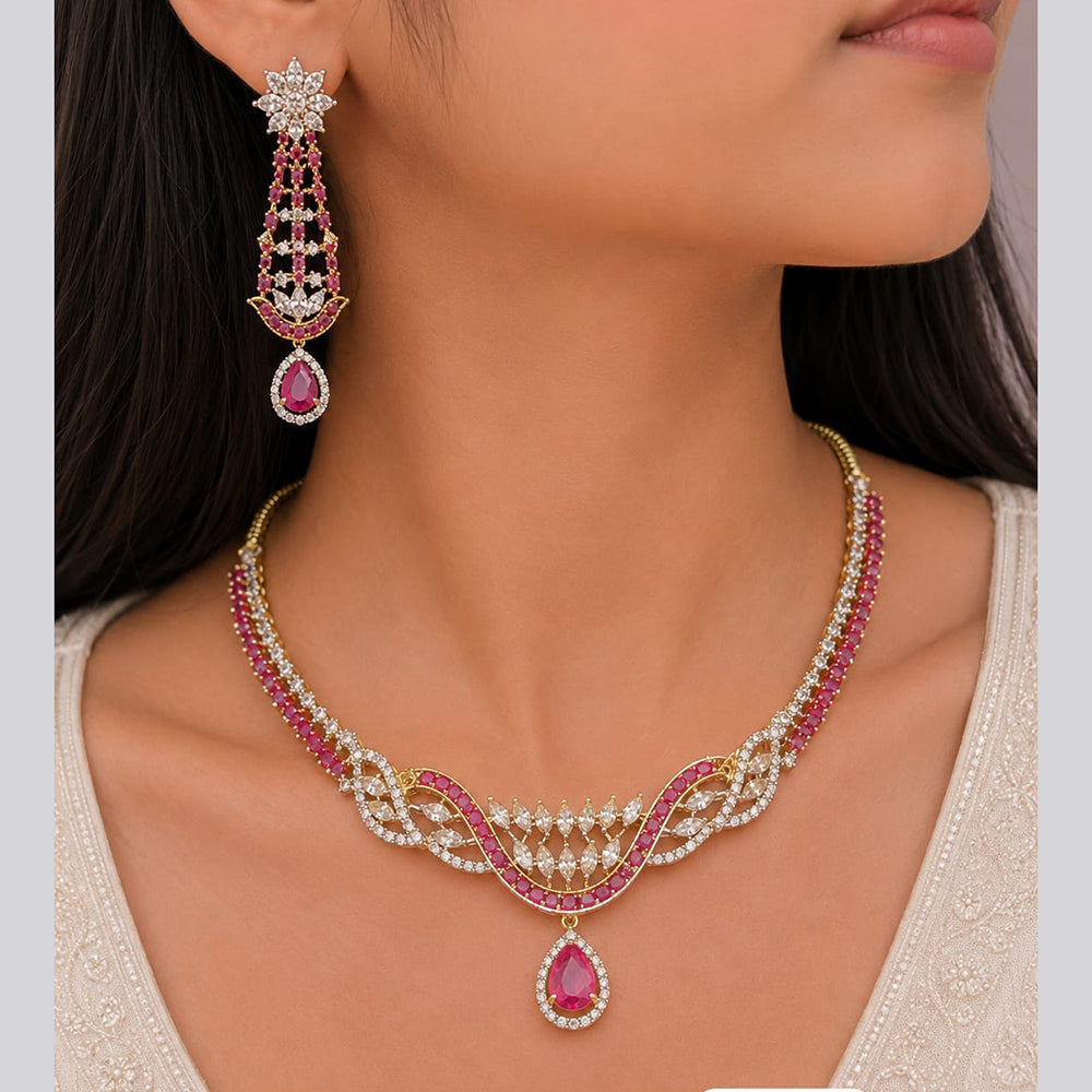 Jain Jewellers Premium American Diamond Designer Necklace Set