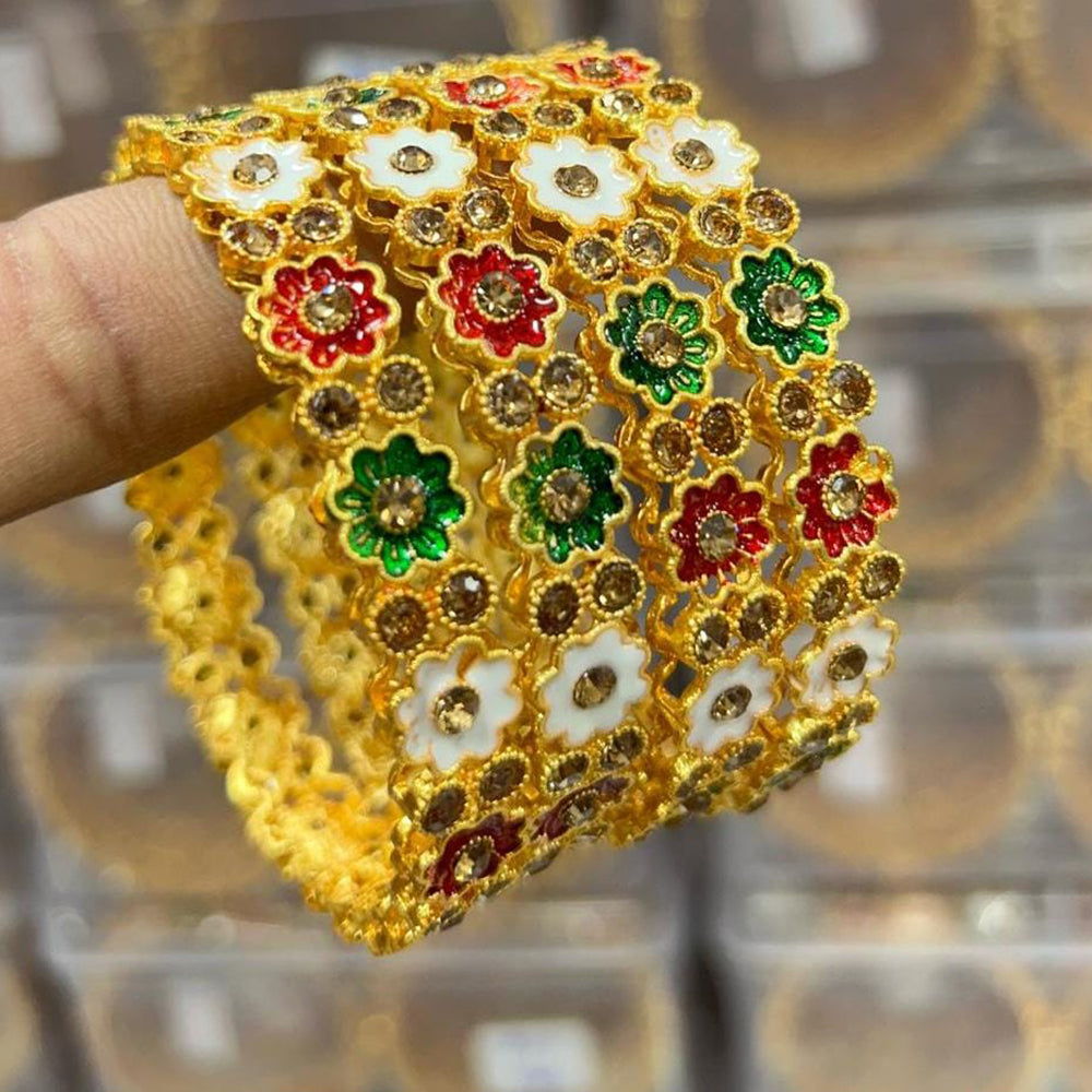 Kavita Art Gold Plated Austrian Stone And Meenakari Bangles Set