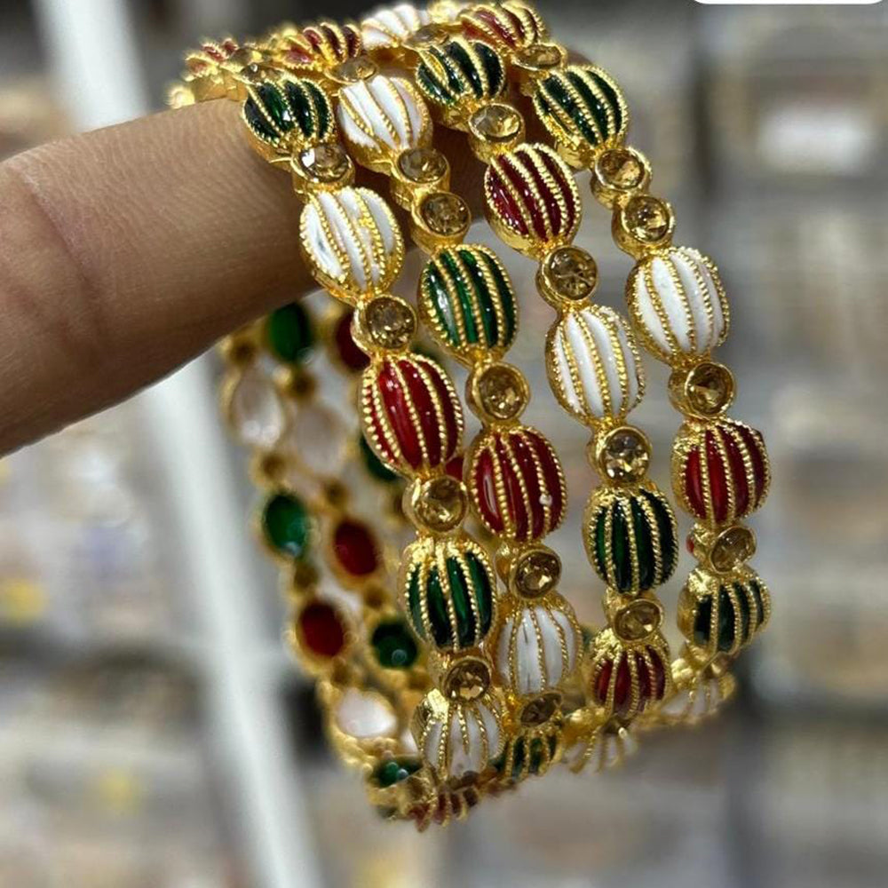 Kavita Art Gold Plated Austrian Stone And Meenakari Bangles Set