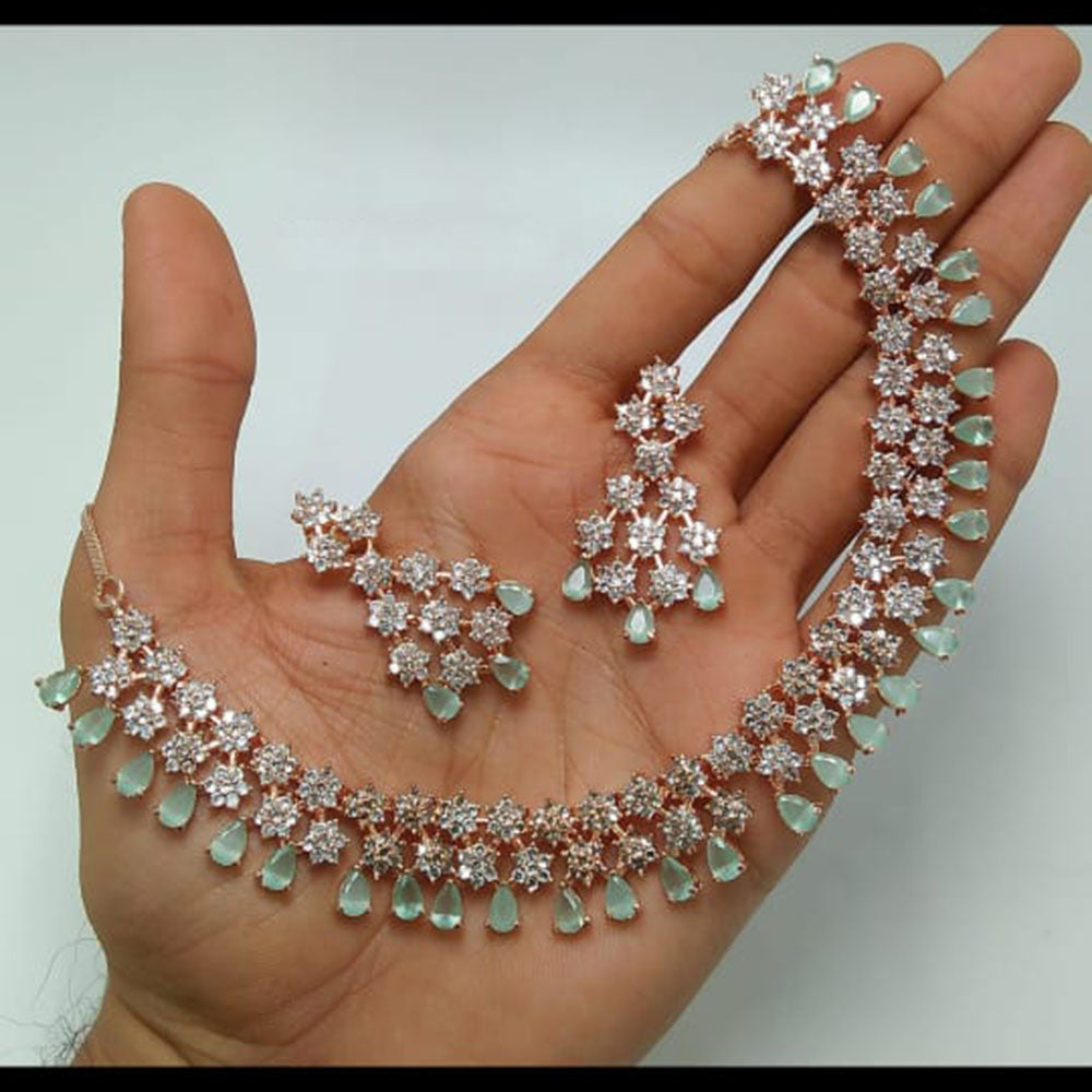 Kavita Art Rose Gold Plated American Diamond Necklace Set