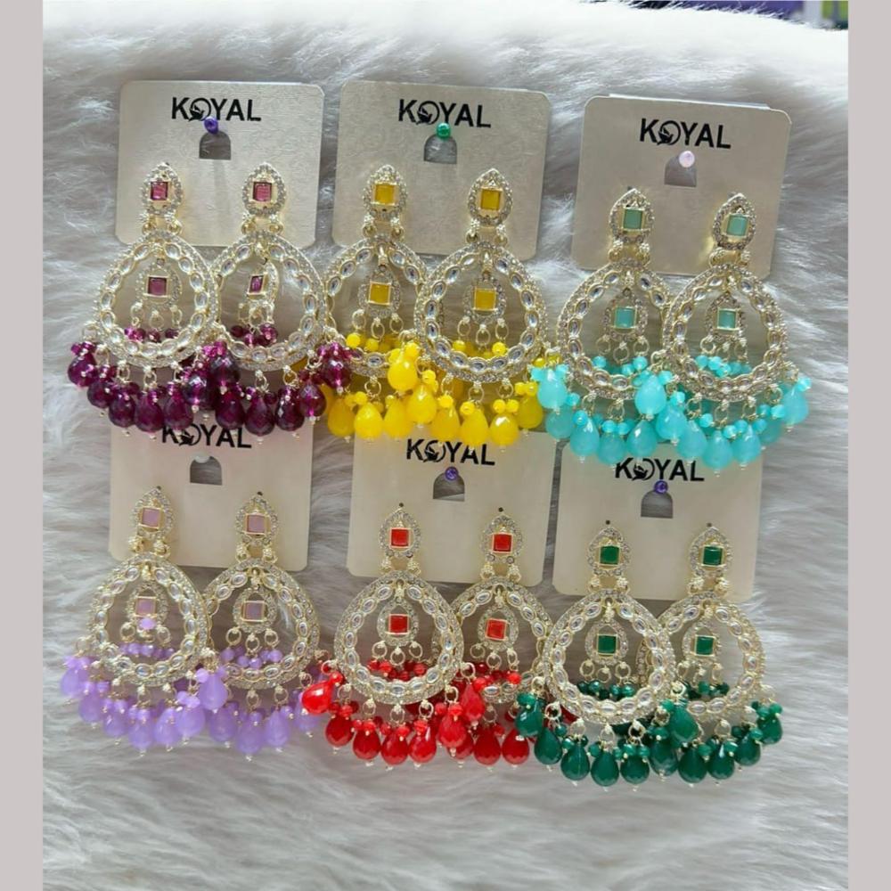 Kavita Art Gold Plated Kundan Stone And Beads Dangler Earrings (Assorted Color 1 Piece Only)