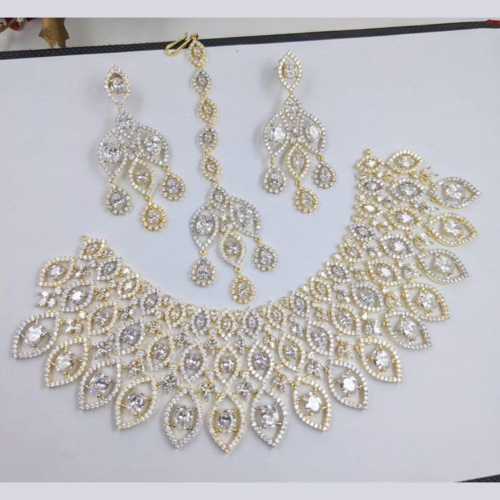 Kavita Art Silver Plated American Diamond Necklace Set