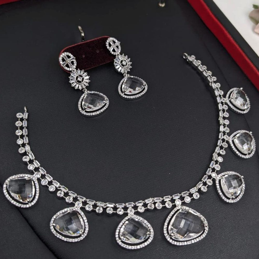 Kavita Art Silver Plated American Diamond Necklace Set