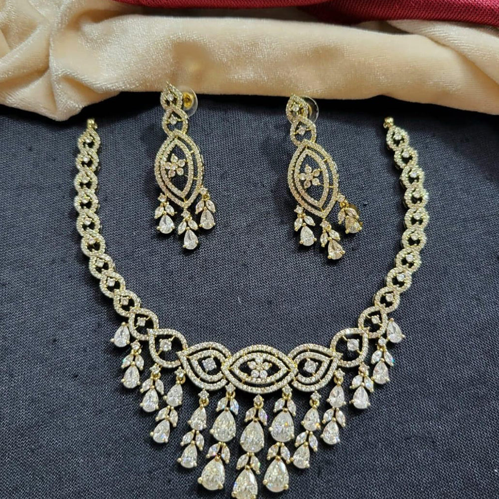 Kavita Art Gold Plated American Diamond Necklace Set