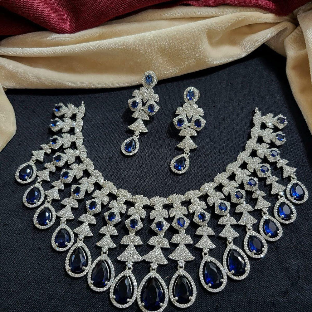 Kavita Art Silver Plated American Diamond Necklace Set
