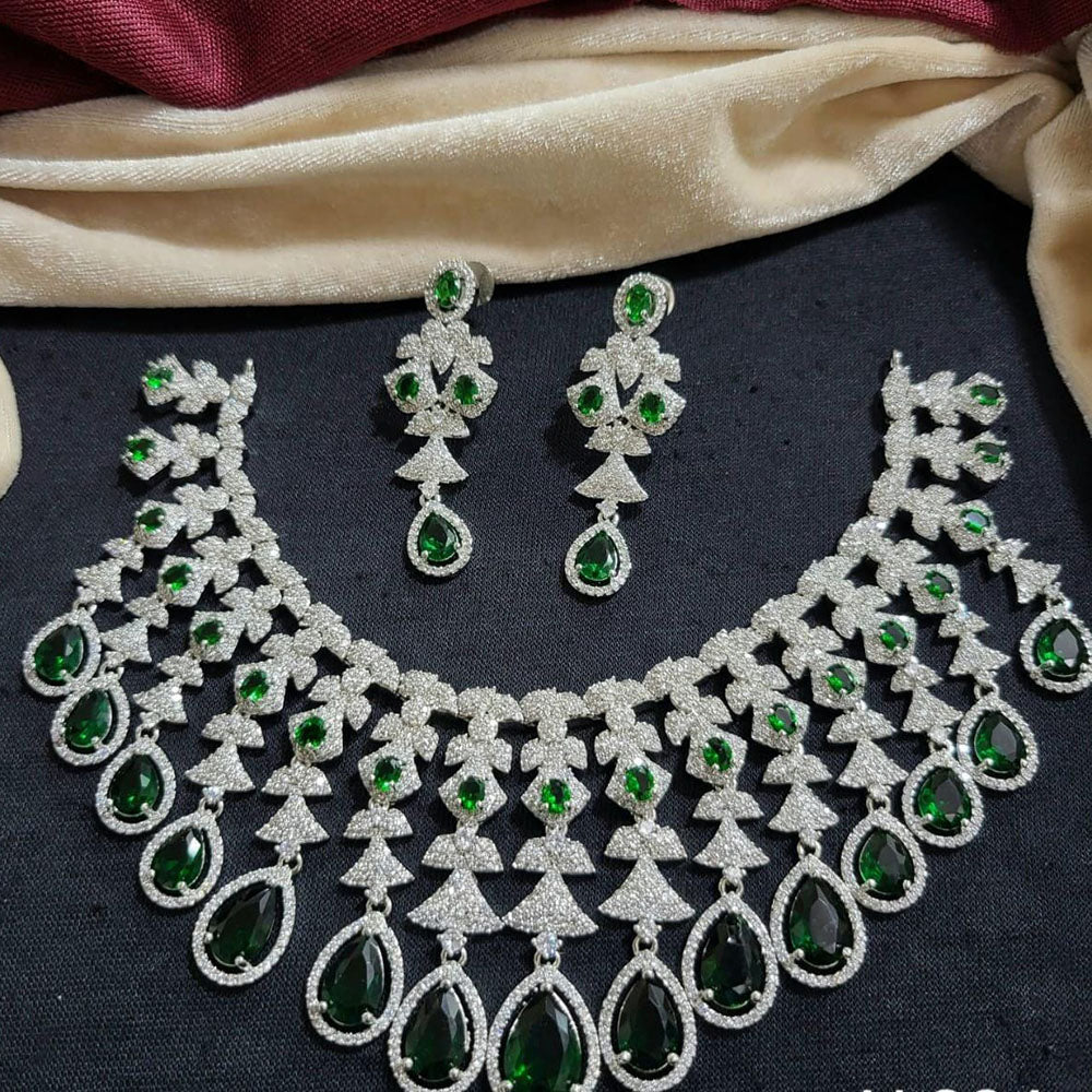 Kavita Art Silver Plated American Diamond Necklace Set
