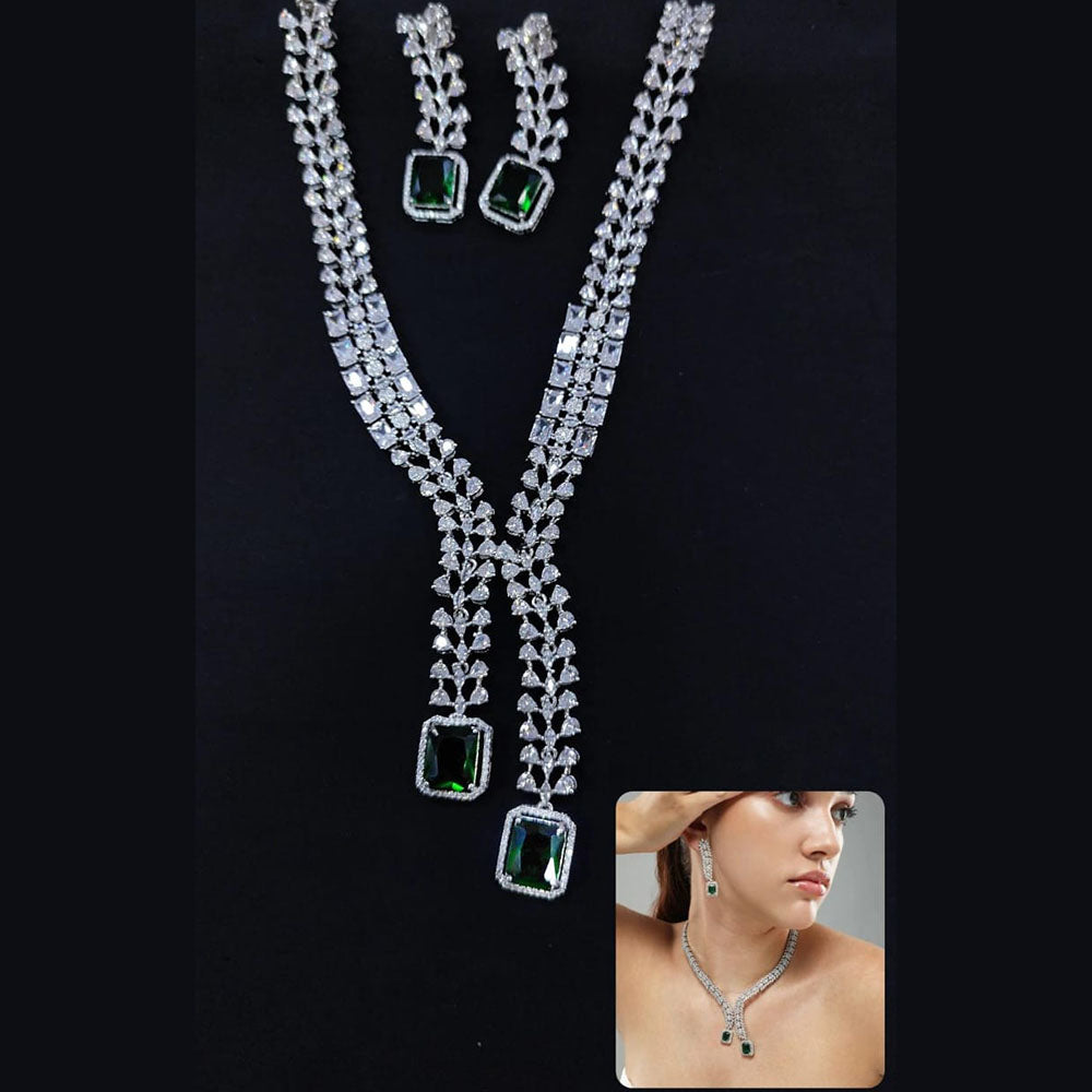 Kavita Art Silver Plated American Diamond Necklace Set