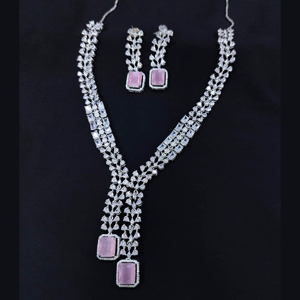 Kavita Art Silver Plated American Diamond Necklace Set