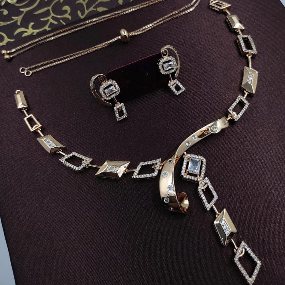 Kavita Art Gold Plated American Diamond Necklace Set