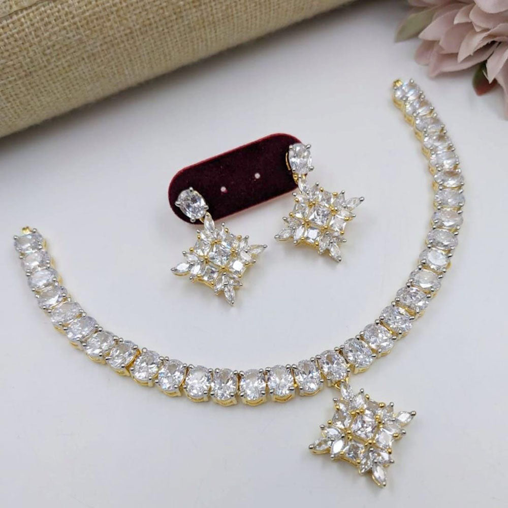 Kavita Art Gold Plated American Diamond Necklace Set