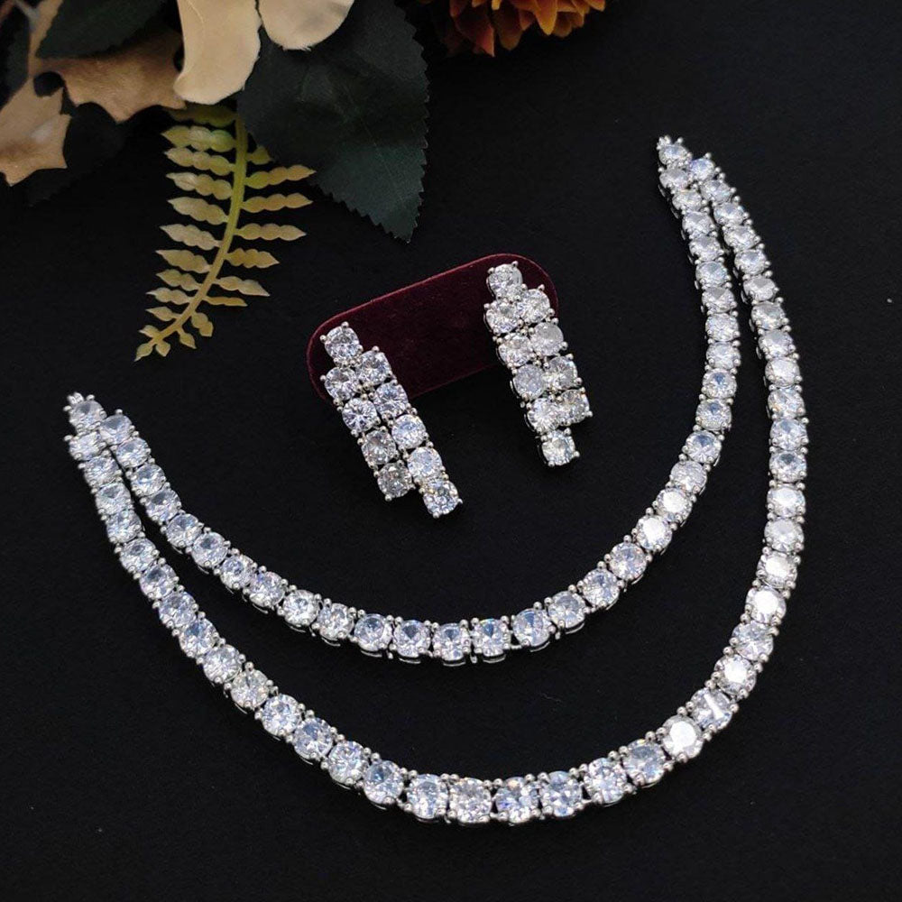 Kavita Art Silver Plated American Diamond Necklace Set