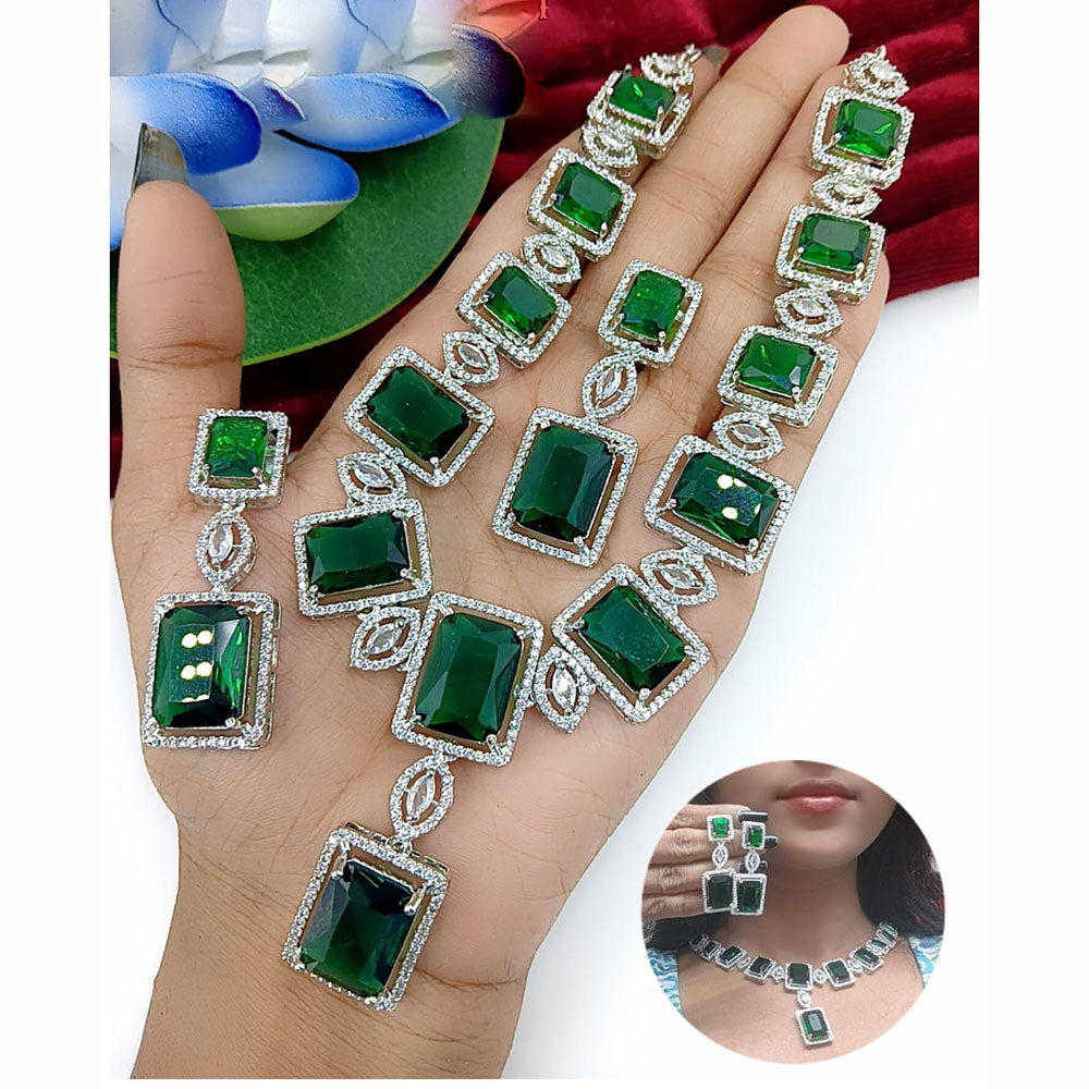 Kavita Art Silver Plated American Diamond Necklace Set