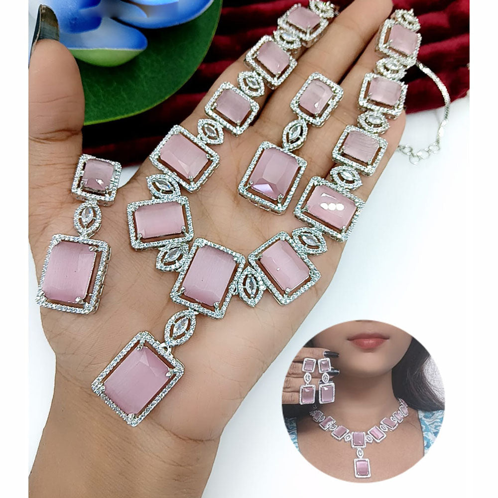 Kavita Art Silver Plated American Diamond Necklace Set