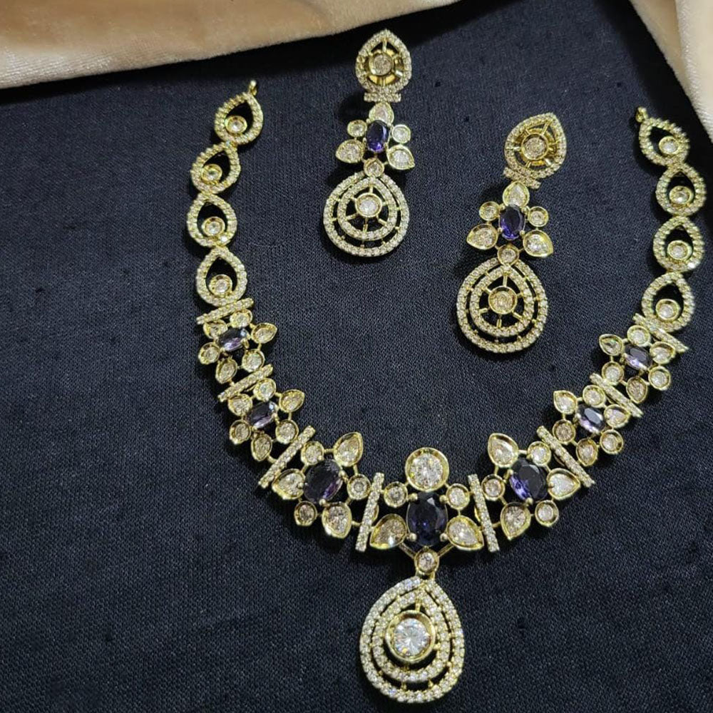 Kavita Art Gold Plated American Diamond Necklace Set