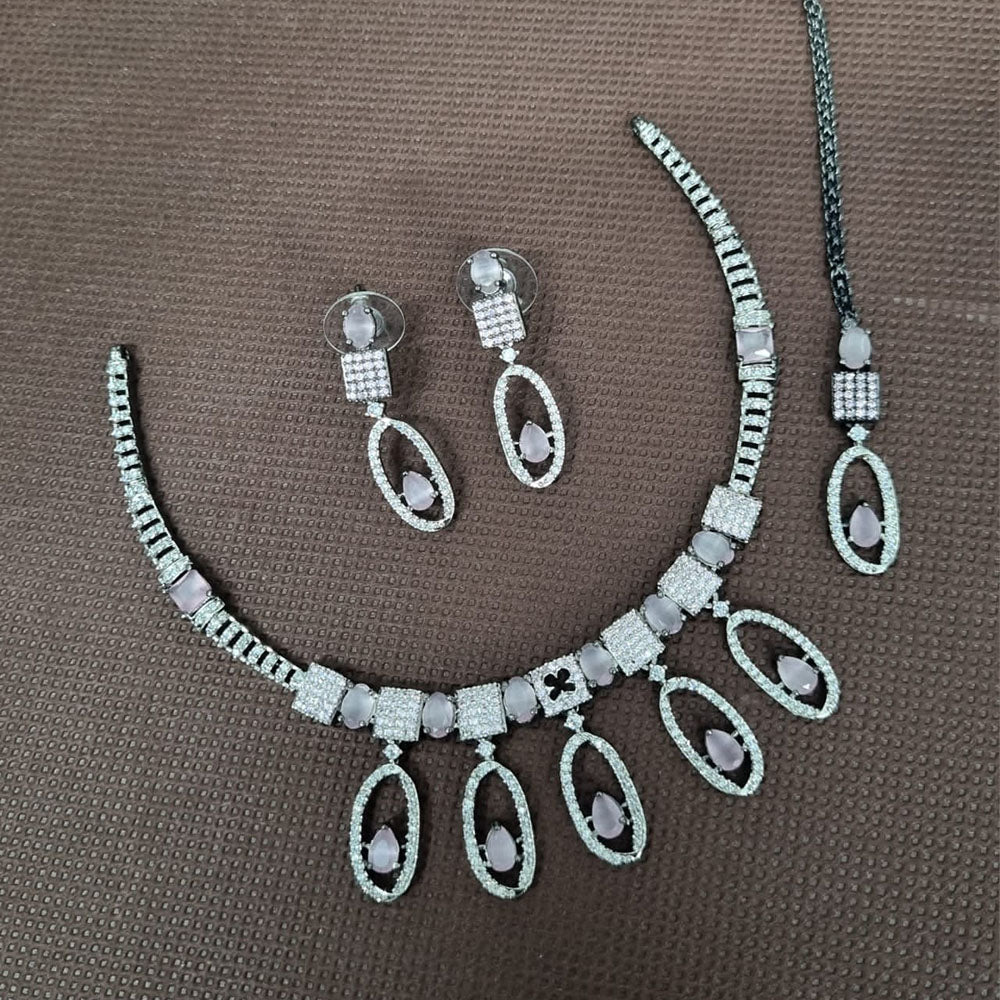Kavita Art Silver Plated American Diamond Necklace Set