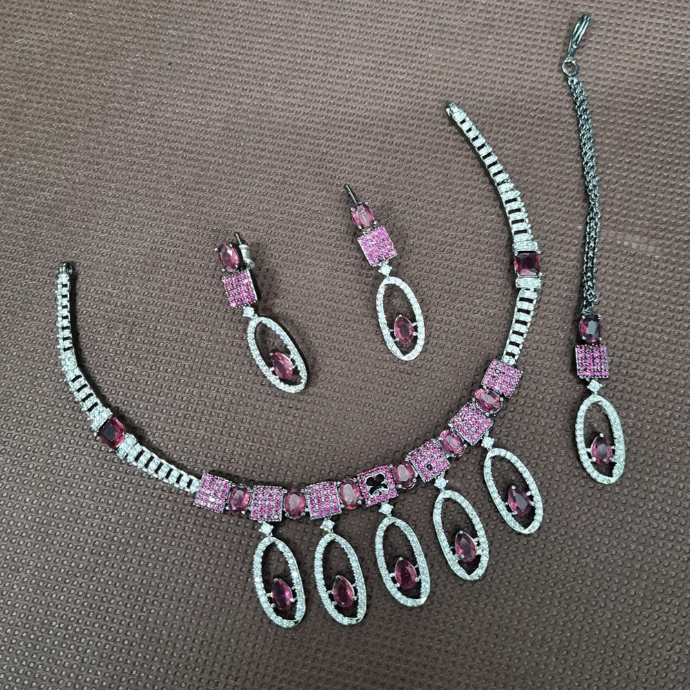 Kavita Art Silver Plated American Diamond Necklace Set