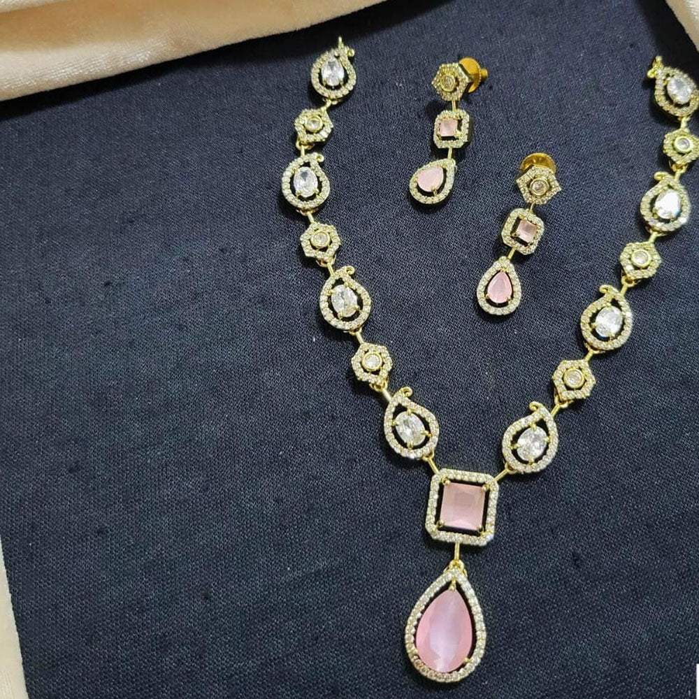 Kavita Art Gold Plated American Diamond Necklace Set