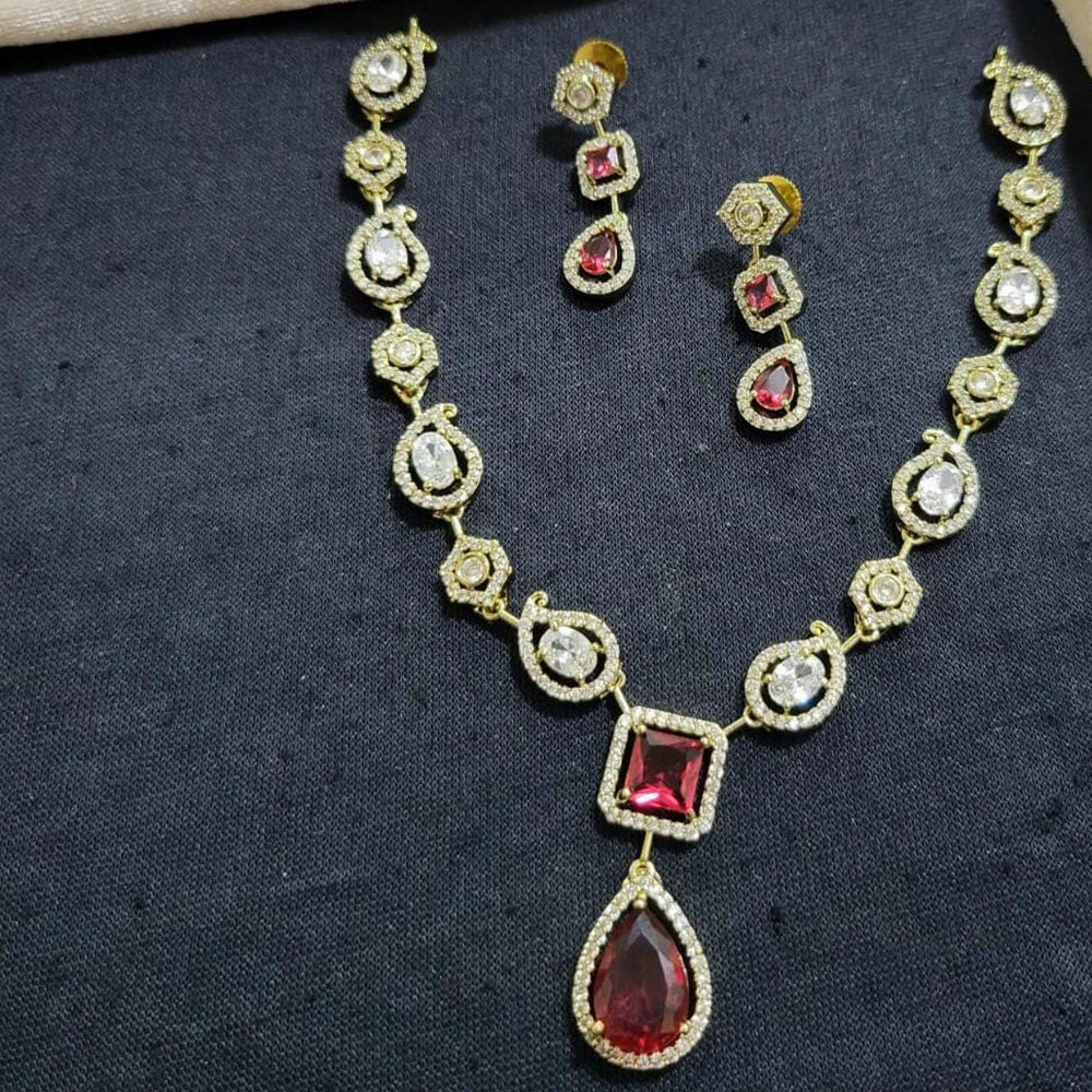 Kavita Art Gold Plated American Diamond Necklace Set