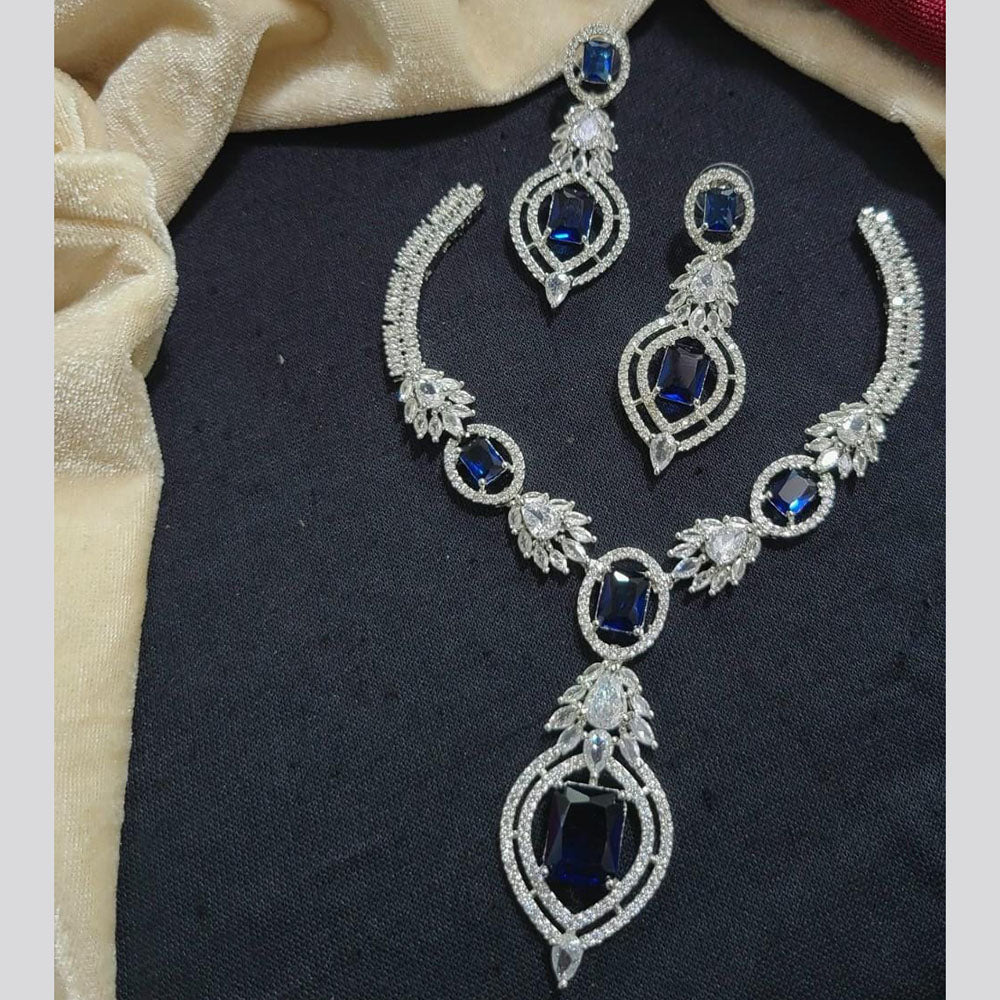 Kavita Art Silver Plated American Diamond Necklace Set