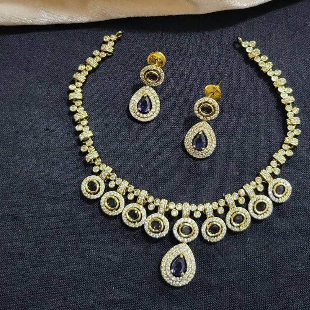 Kavita Art Gold Plated American Diamond Necklace Set