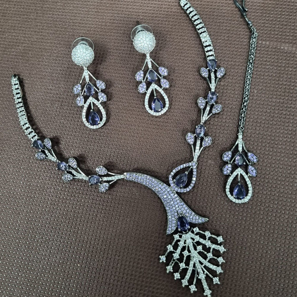 Kavita Art Silver Plated American Diamond Necklace Set