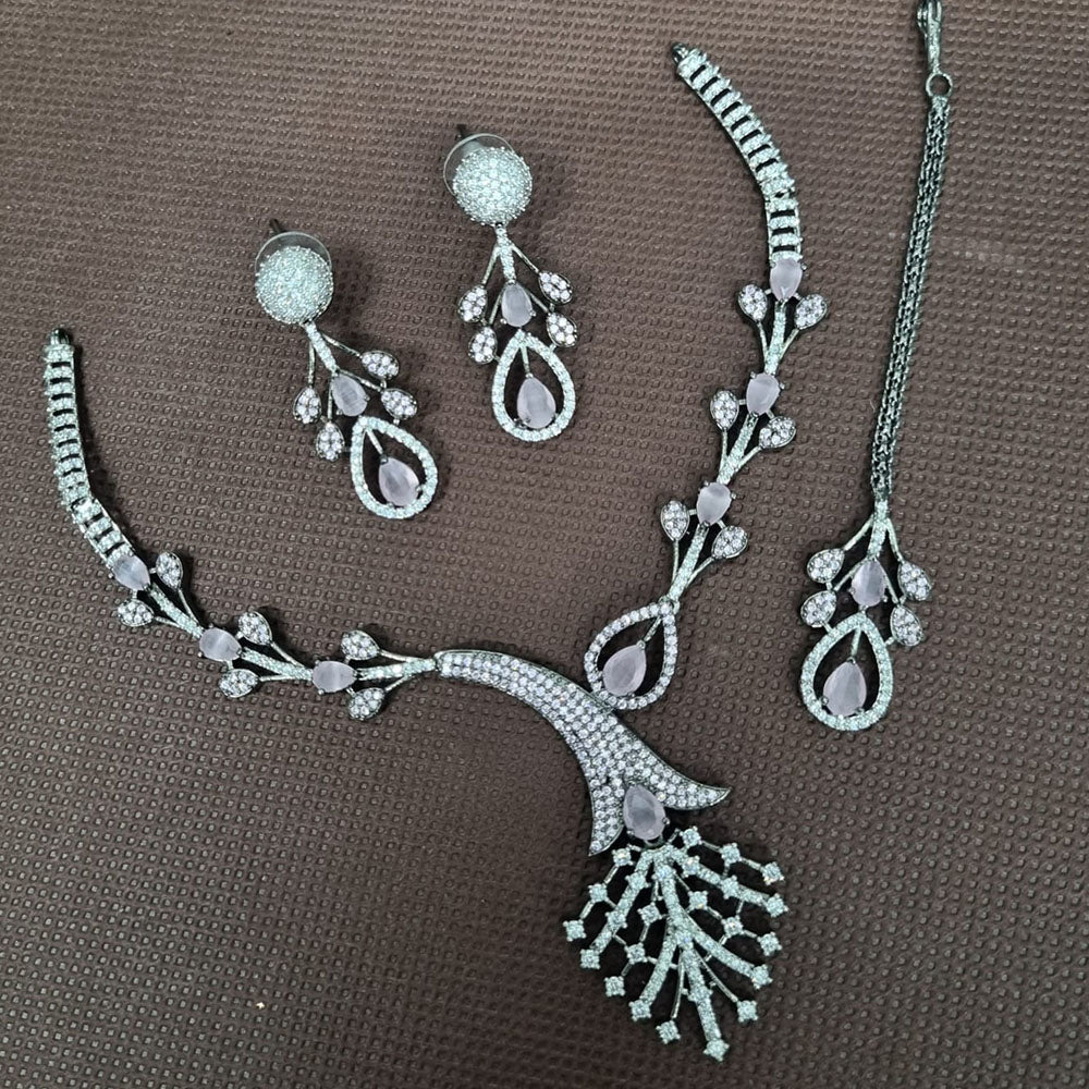 Kavita Art Silver Plated American Diamond Necklace Set