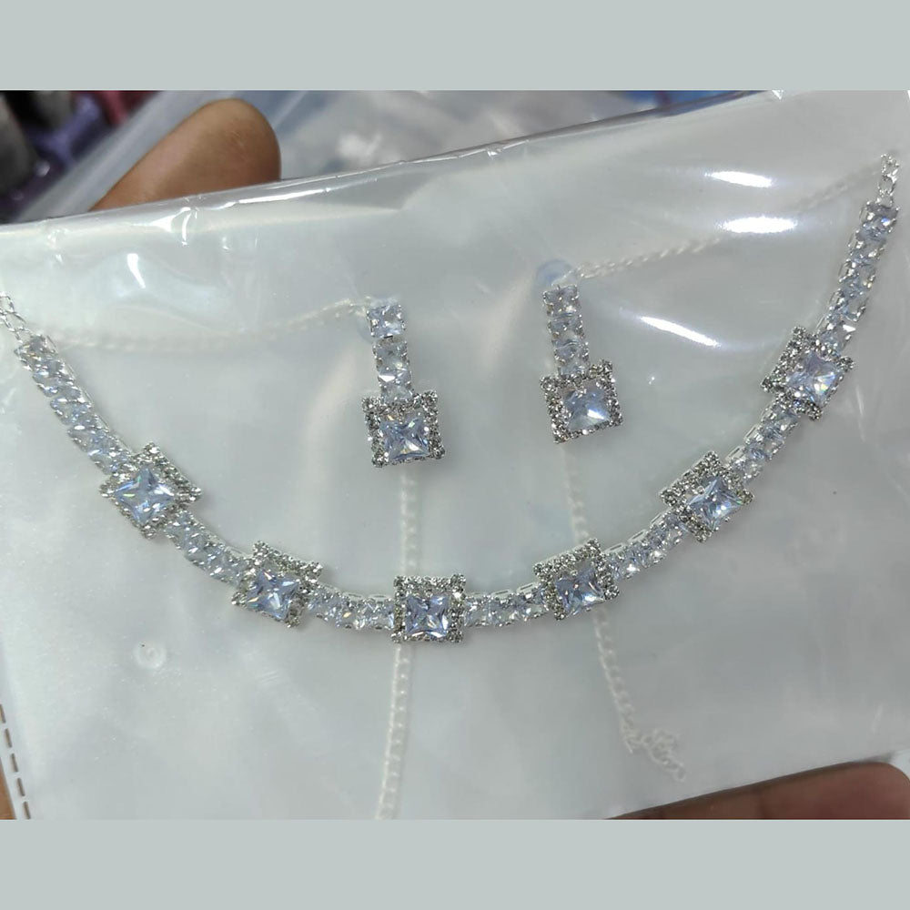 Kavita Art Silver Plated American Diamond Necklace Set