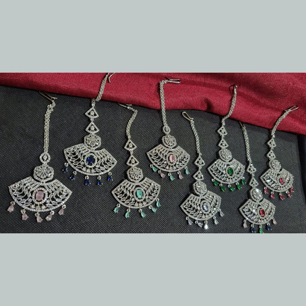 Kavita Art  Silver Plated American Diamonds Mangtikka