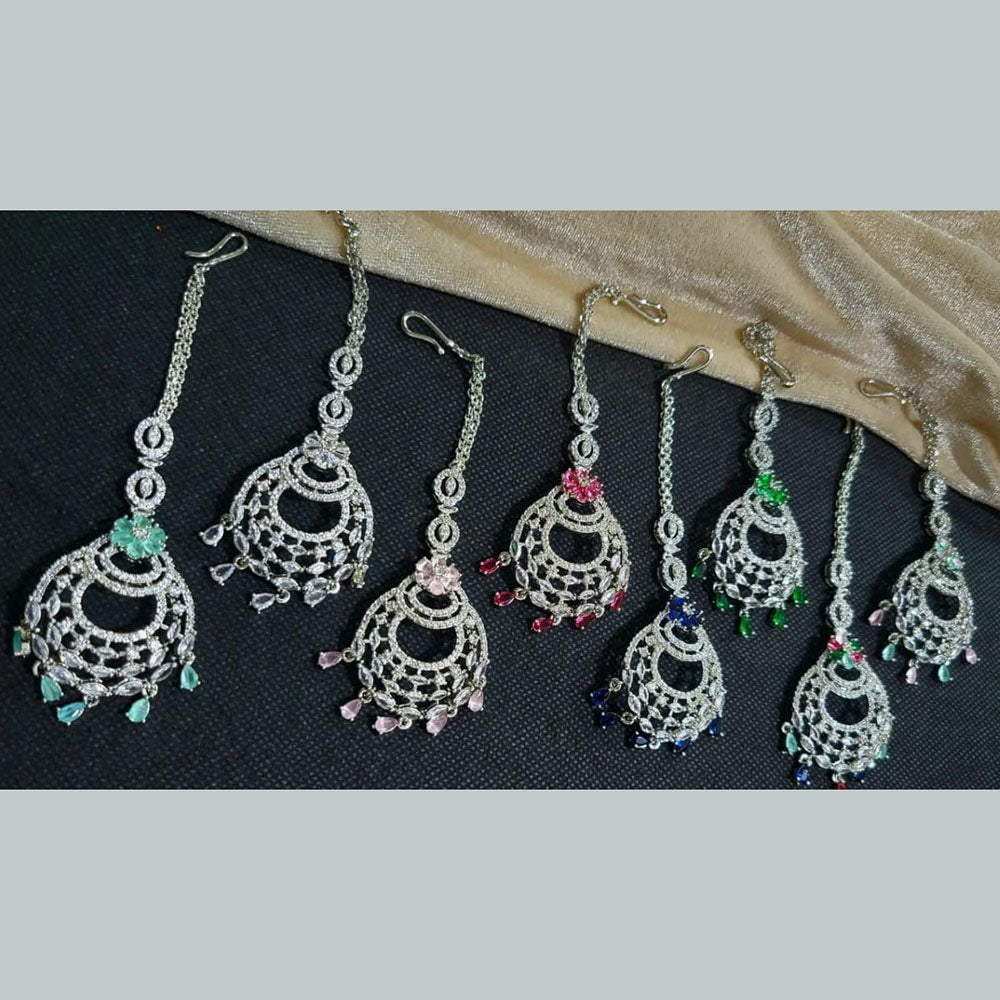 Kavita Art  Silver Plated American Diamonds Mangtikka