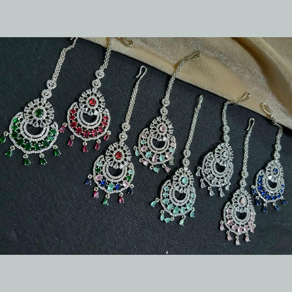 Kavita Art  Silver Plated American Diamonds Mangtikka