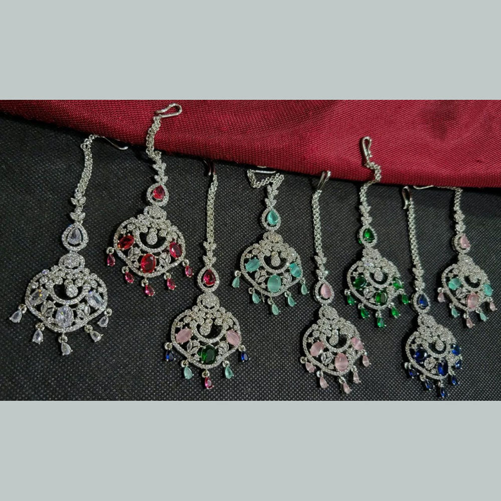Kavita Art  Silver Plated American Diamonds Mangtikka