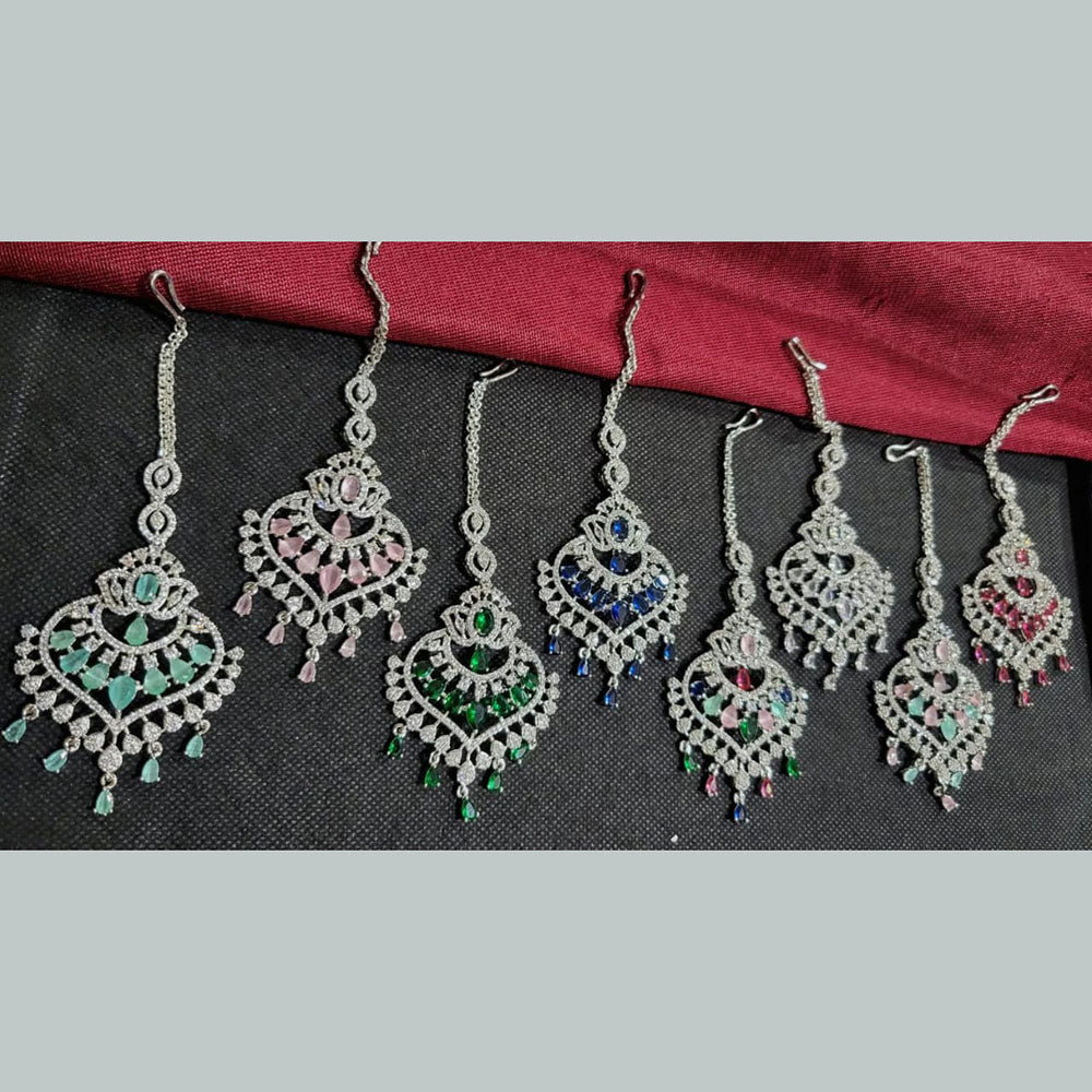 Kavita Art  Silver Plated American Diamonds Mangtikka