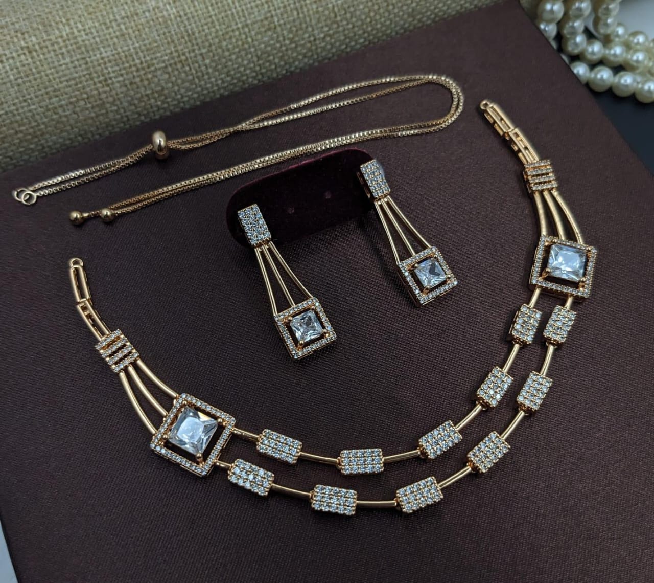 Kavita Art Gold Plated American Diamond Necklace Set