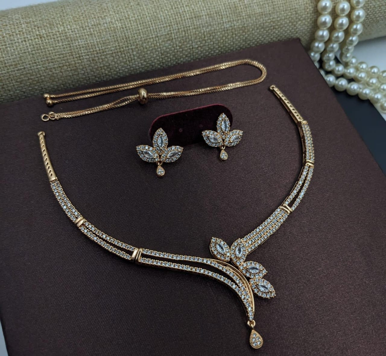 Kavita Art Gold Plated American Diamond Necklace Set