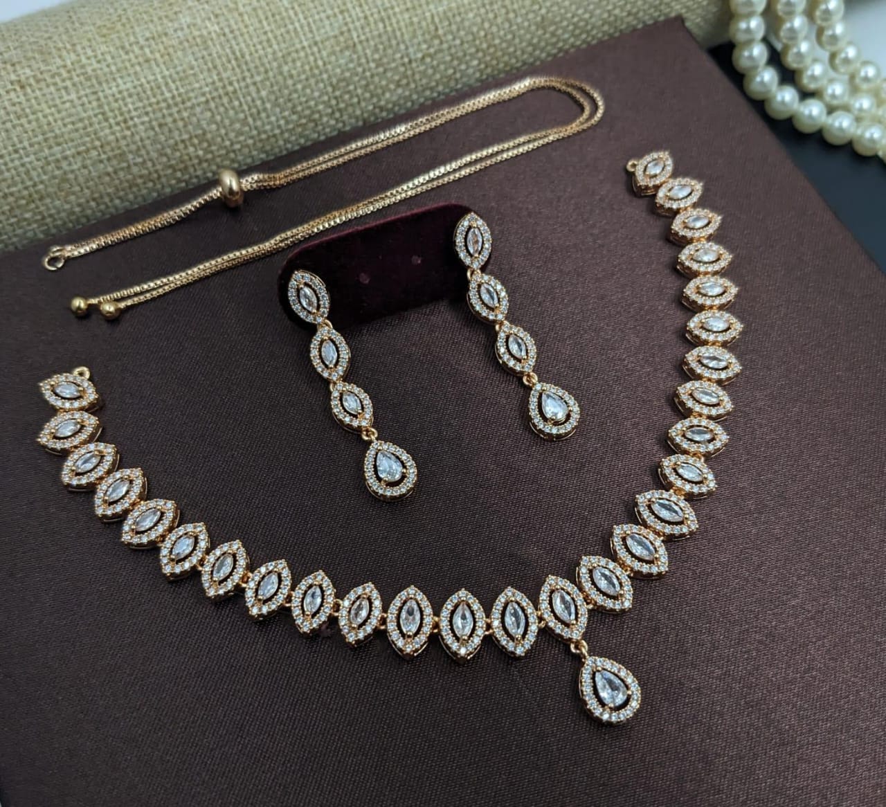 Kavita Art Gold Plated American Diamond Necklace Set