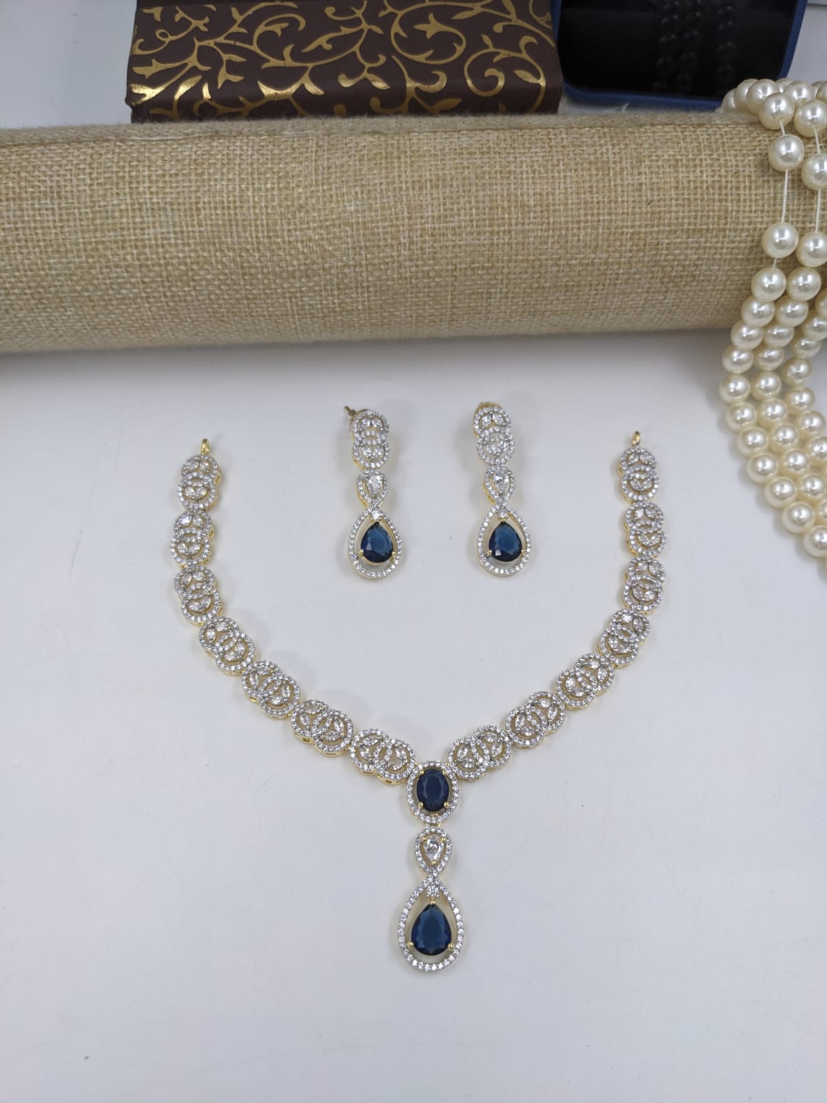 Kavita Art Gold Plated American Diamond Necklace Set